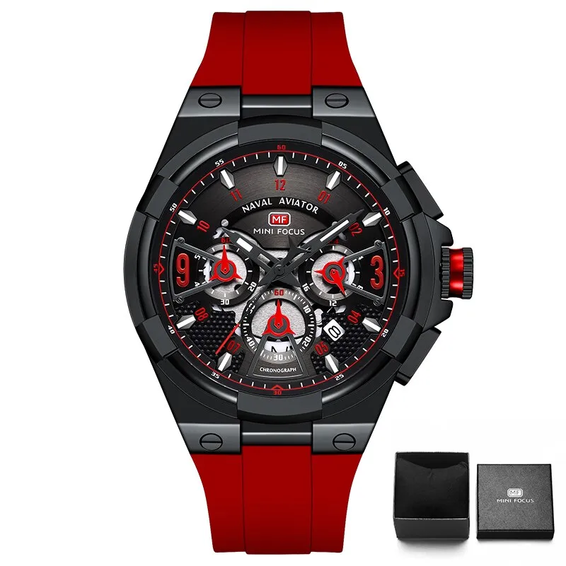MINI FOCUS Multifunction Quartz Watches Top Brand Luxury Silicone Sport WristWatch Man Clock Fashion Chronograph Watch