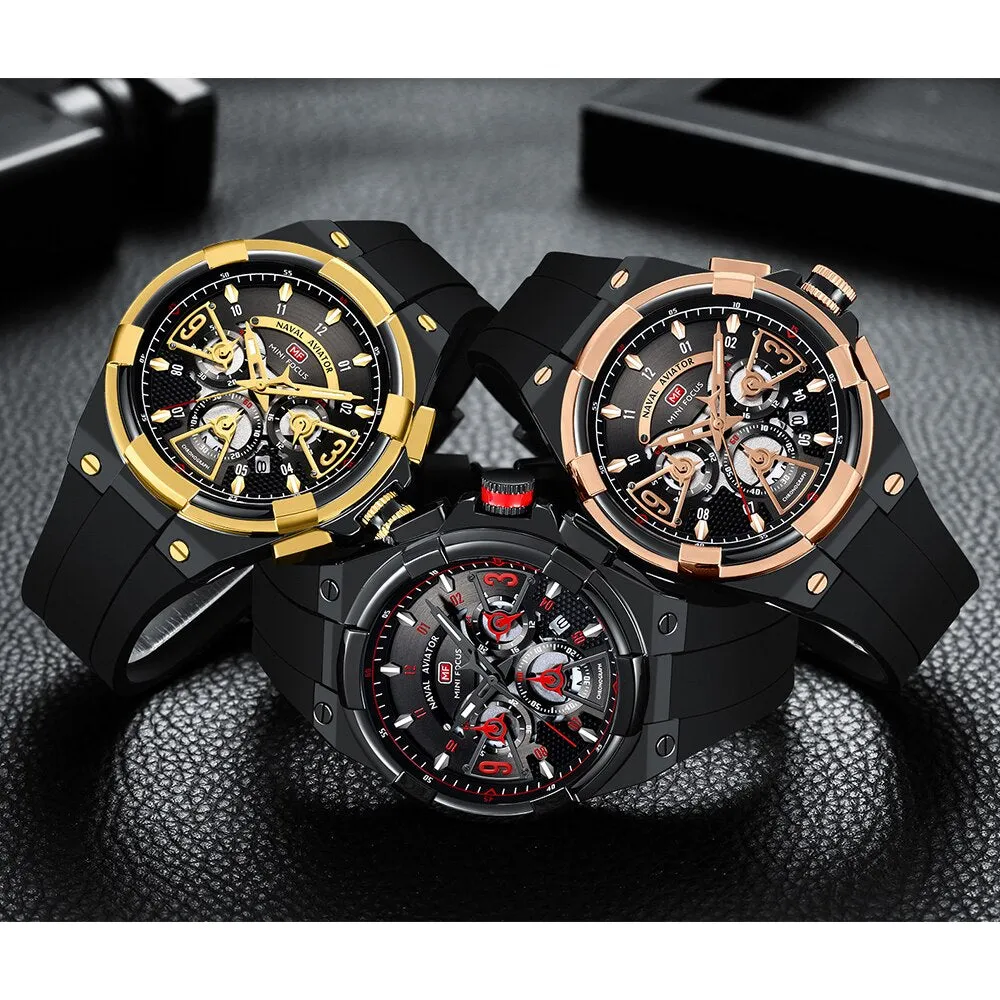 MINI FOCUS Multifunction Quartz Watches Top Brand Luxury Silicone Sport WristWatch Man Clock Fashion Chronograph Watch