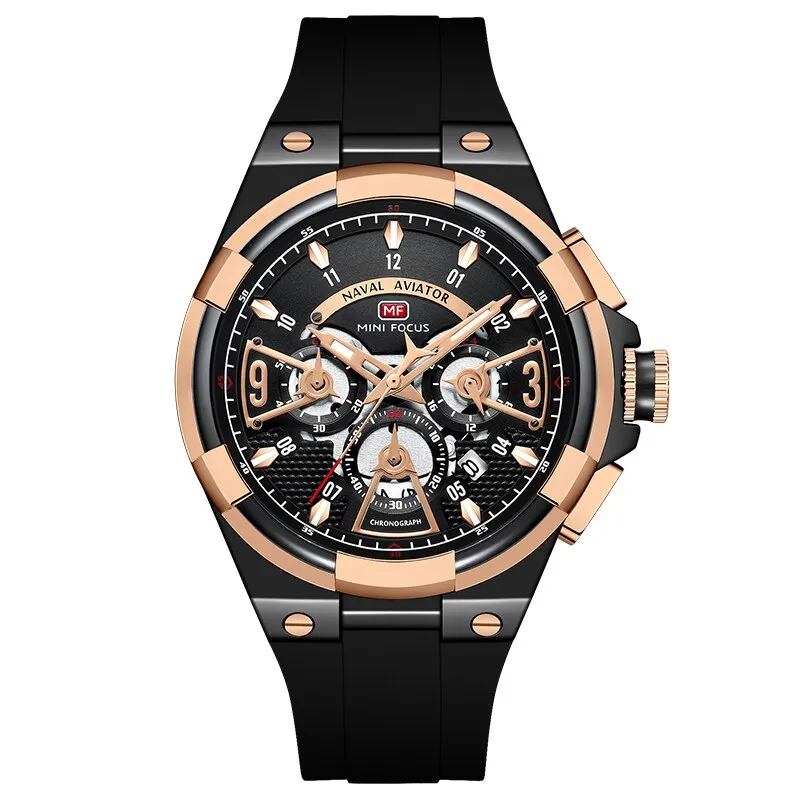 MINI FOCUS Multifunction Quartz Watches Top Brand Luxury Silicone Sport WristWatch Man Clock Fashion Chronograph Watch