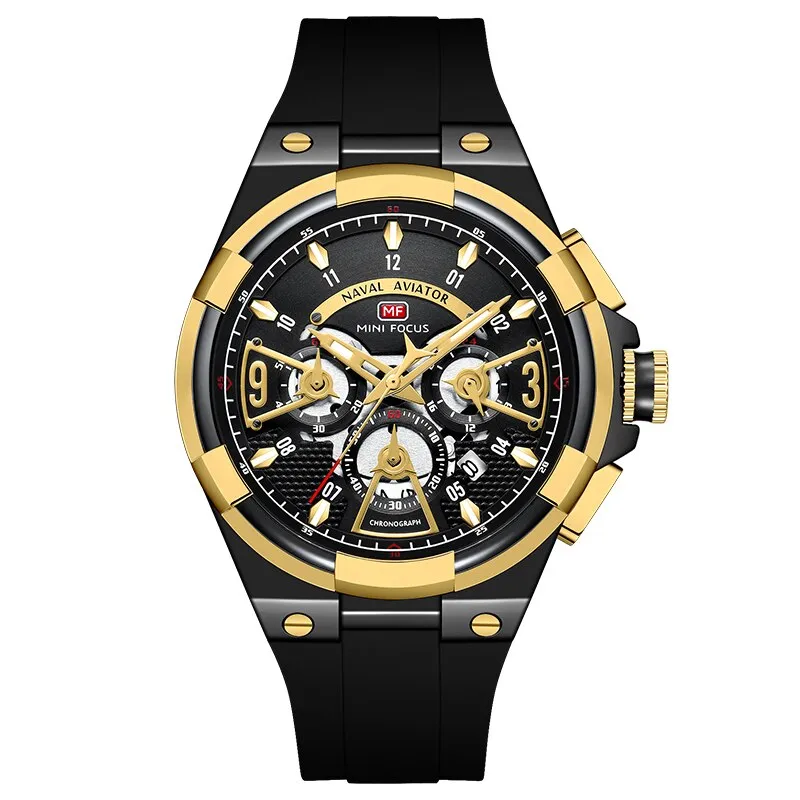 MINI FOCUS Multifunction Quartz Watches Top Brand Luxury Silicone Sport WristWatch Man Clock Fashion Chronograph Watch