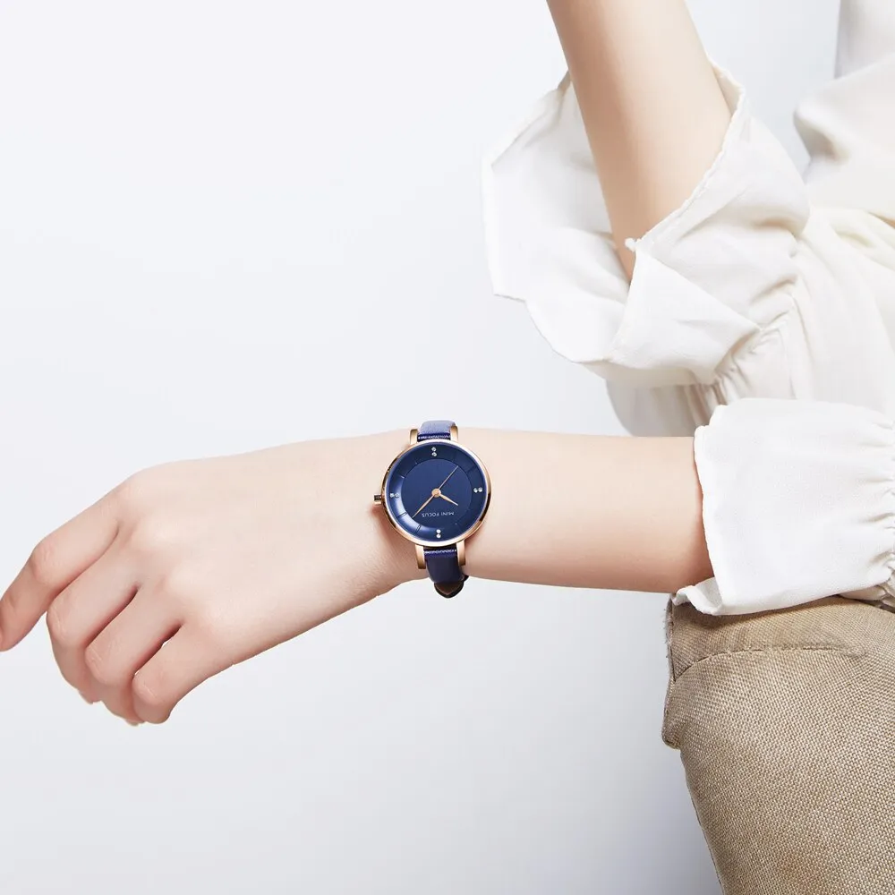 MINI FOCUS Women Casual Watches Luxury Leather Strap Quartz Watch Ladies Analog Creative Watch Top Brand Relogio Feminino Clock