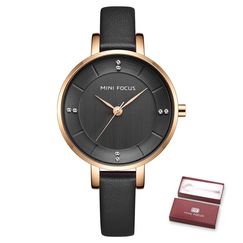 MINI FOCUS Women Casual Watches Luxury Leather Strap Quartz Watch Ladies Analog Creative Watch Top Brand Relogio Feminino Clock