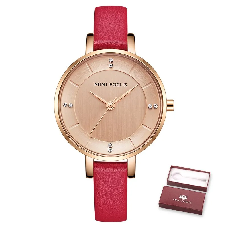 MINI FOCUS Women Casual Watches Luxury Leather Strap Quartz Watch Ladies Analog Creative Watch Top Brand Relogio Feminino Clock