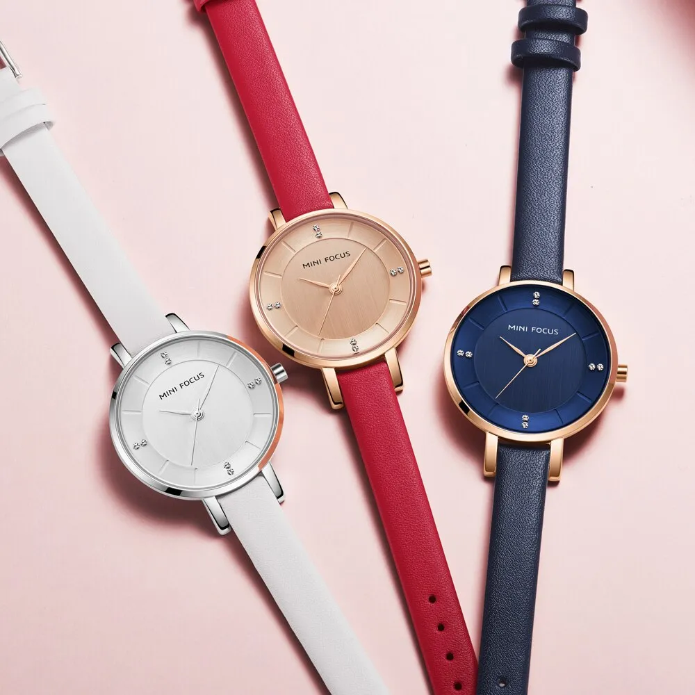 MINI FOCUS Women Casual Watches Luxury Leather Strap Quartz Watch Ladies Analog Creative Watch Top Brand Relogio Feminino Clock