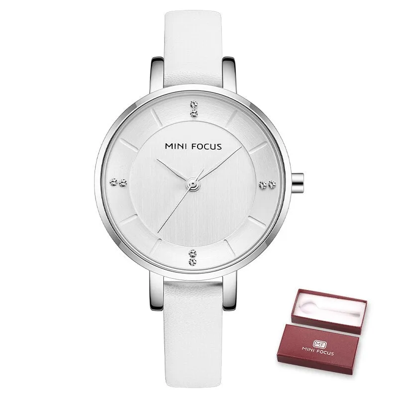 MINI FOCUS Women Casual Watches Luxury Leather Strap Quartz Watch Ladies Analog Creative Watch Top Brand Relogio Feminino Clock