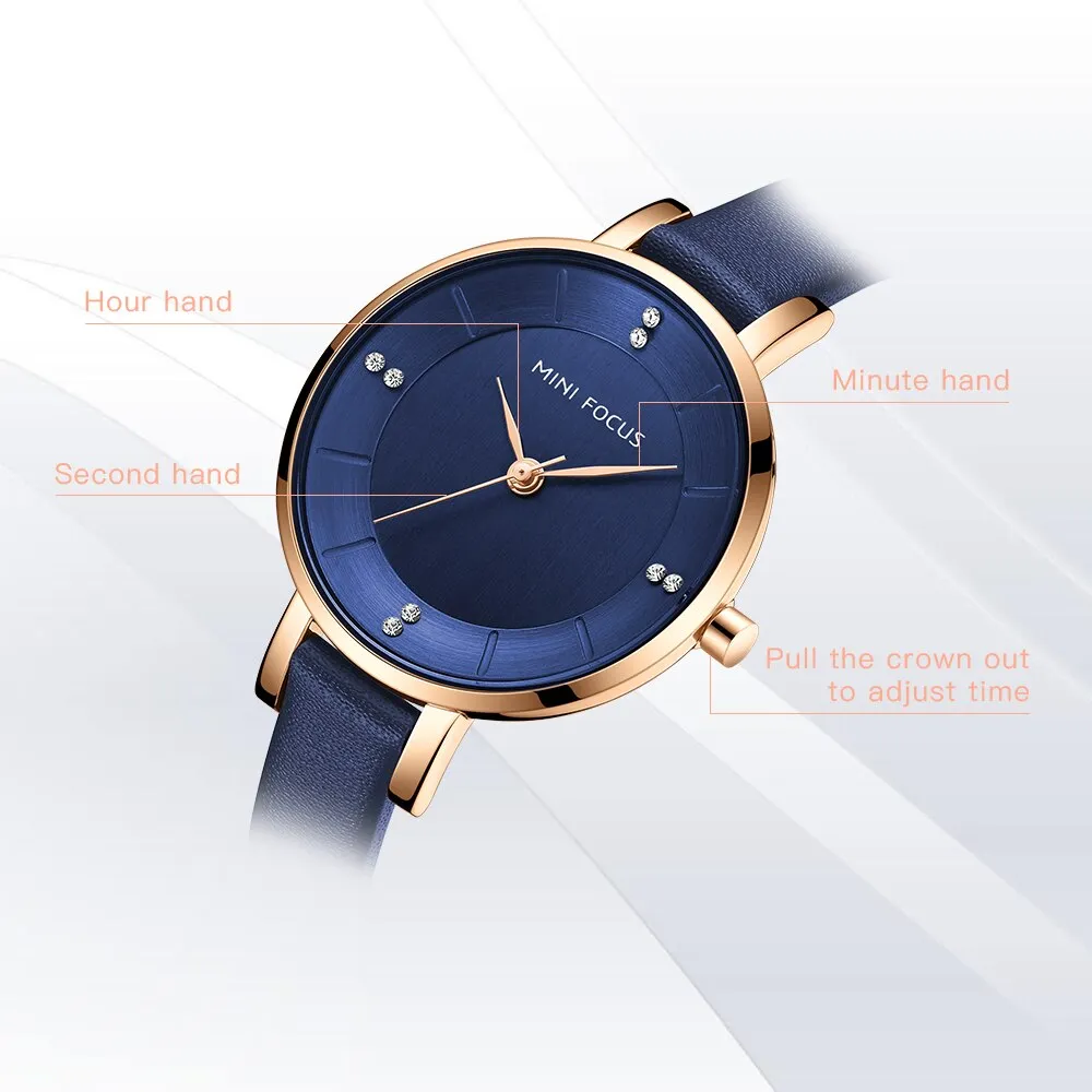 MINI FOCUS Women Casual Watches Luxury Leather Strap Quartz Watch Ladies Analog Creative Watch Top Brand Relogio Feminino Clock