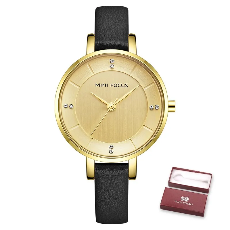 MINI FOCUS Women Casual Watches Luxury Leather Strap Quartz Watch Ladies Analog Creative Watch Top Brand Relogio Feminino Clock
