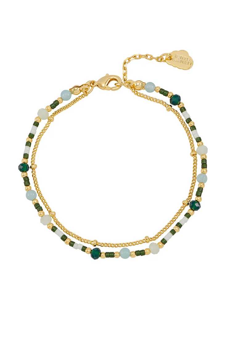 Mini Green Gemstone Duo Chain Bracelet
