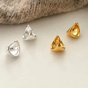 Mini Oval Huggie Earrings in 18K Gold and Sterling Silver