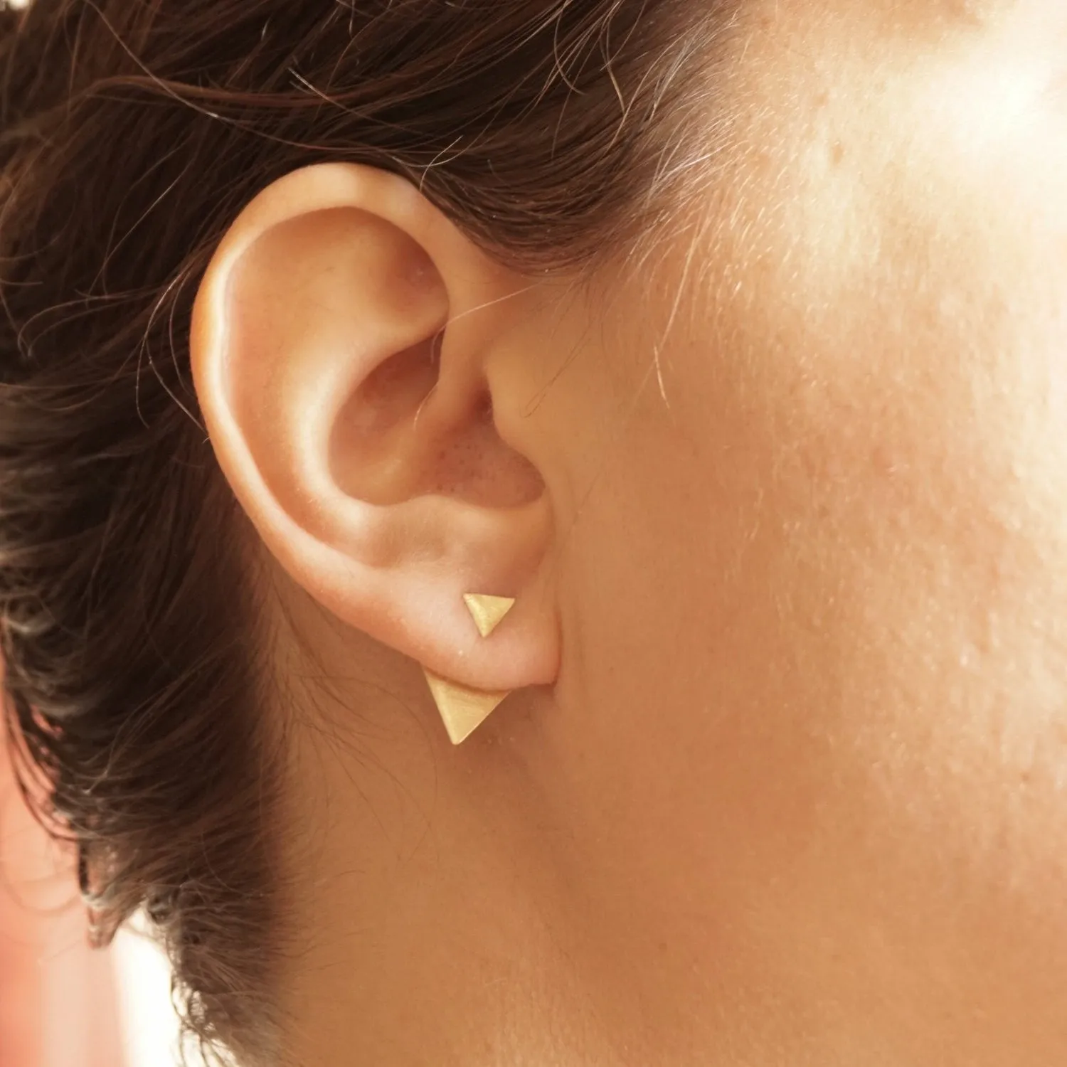Minimalist Perfection Triangle Shaped Ear Jacket Earrings - 0191