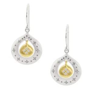 Mixed Silver & Gold "Shooting Star" Diamond Earrings