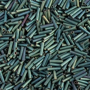 Miyuki Slender Bugle 1.3x6mm Green AB Matte Metallic - apx 16g Vial