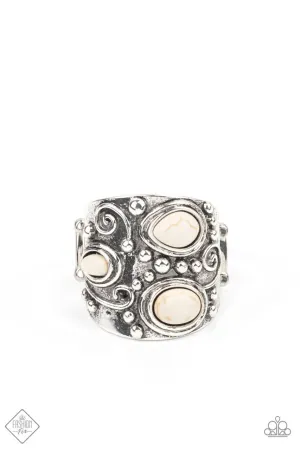 Modern Mountain Ranger White Paparazzi Ring