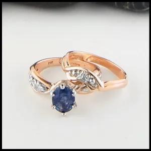 Montana Sapphire and Triquetra Ring Set