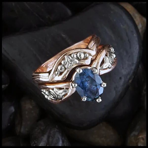 Montana Sapphire and Triquetra Ring Set