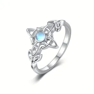 Moonstone Witch Knot Ring 925 Sterling Silver Celtic Knot Ring Witchcraft Amulet
