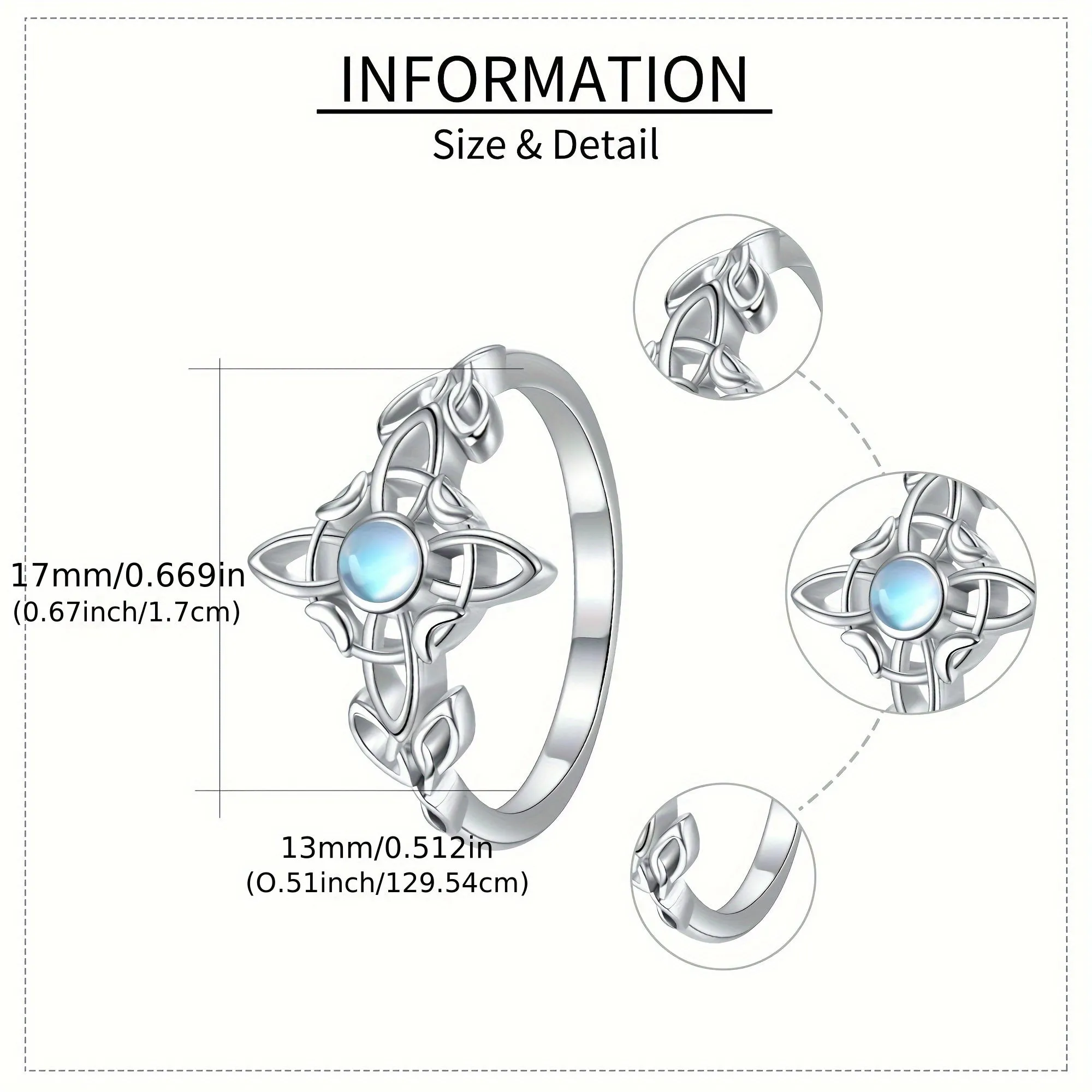 Moonstone Witch Knot Ring 925 Sterling Silver Celtic Knot Ring Witchcraft Amulet