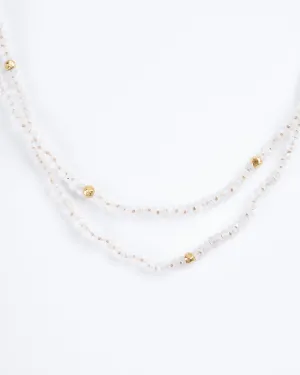 moonstone with 18k gold beads and clasp - white