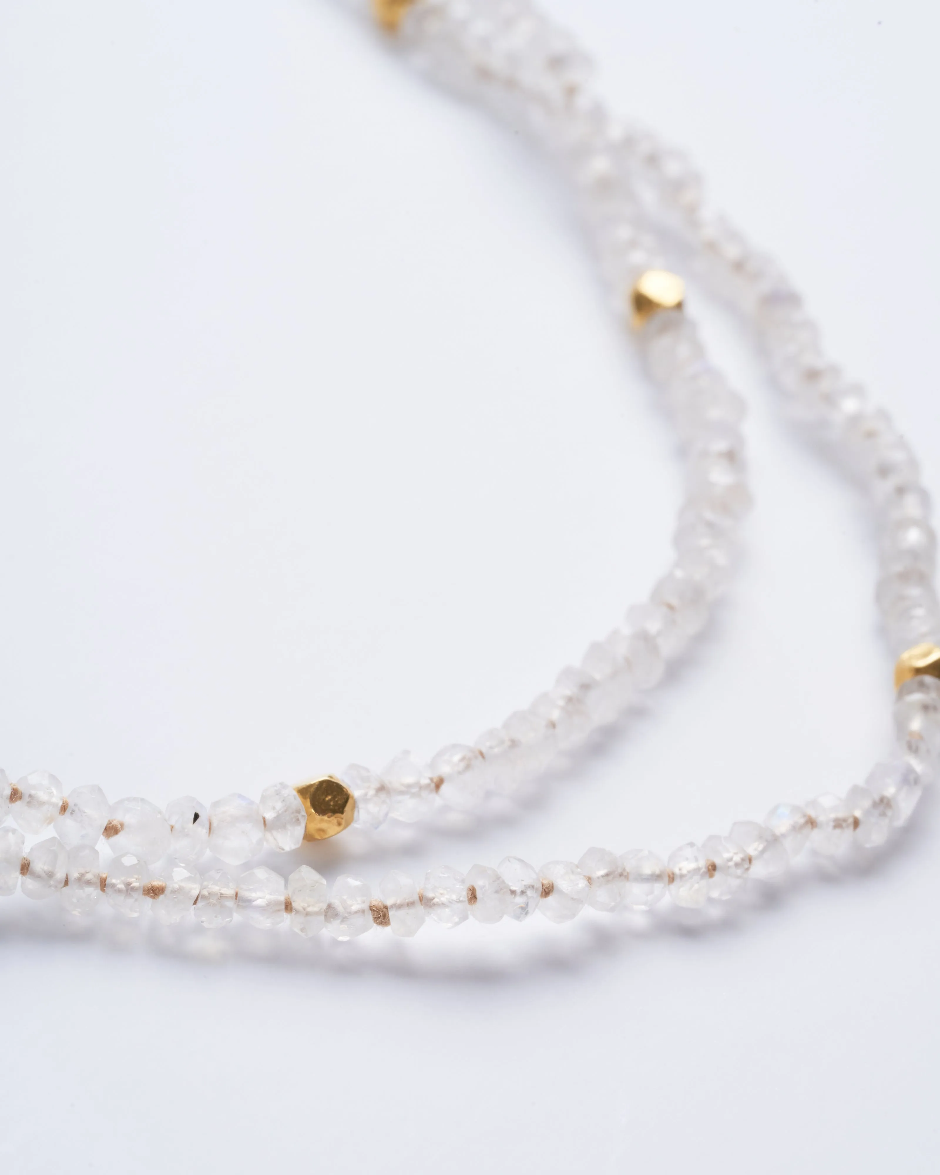 moonstone with 18k gold beads and clasp - white