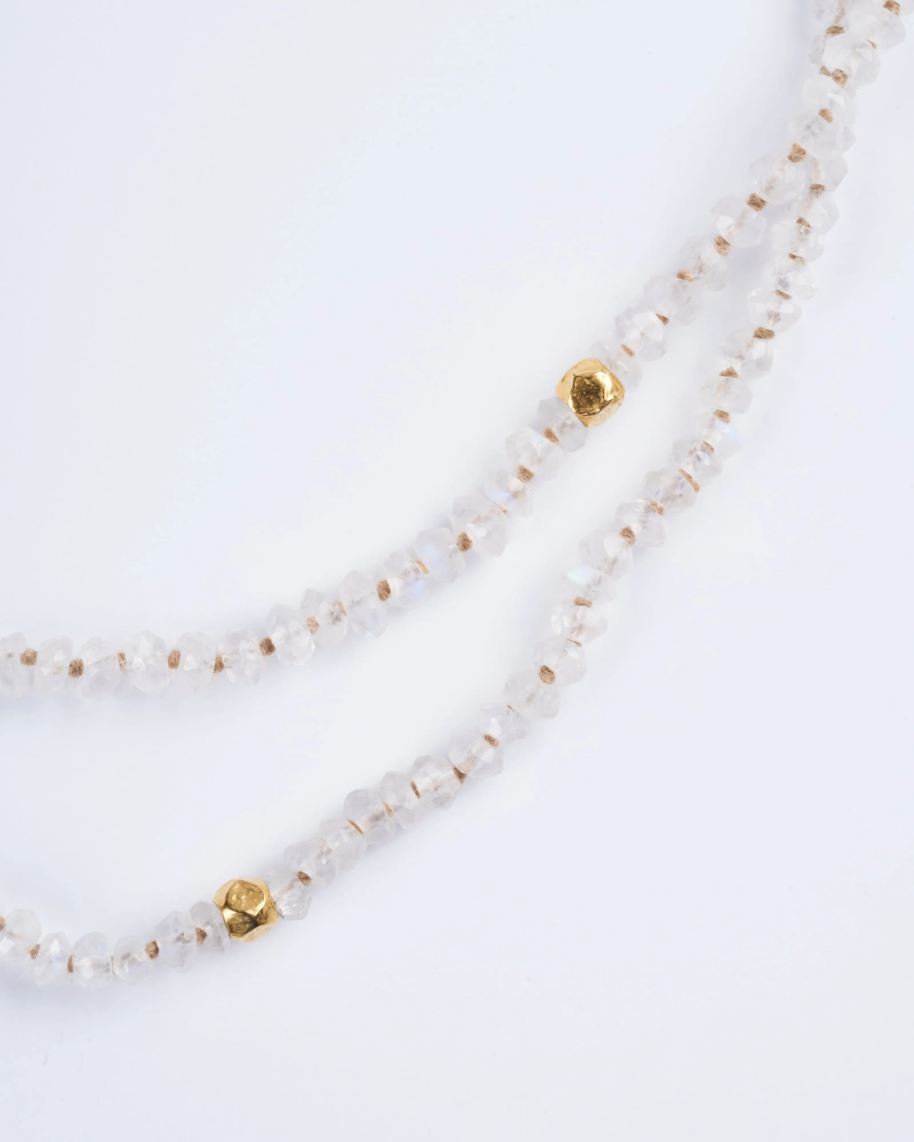 moonstone with 18k gold beads and clasp - white