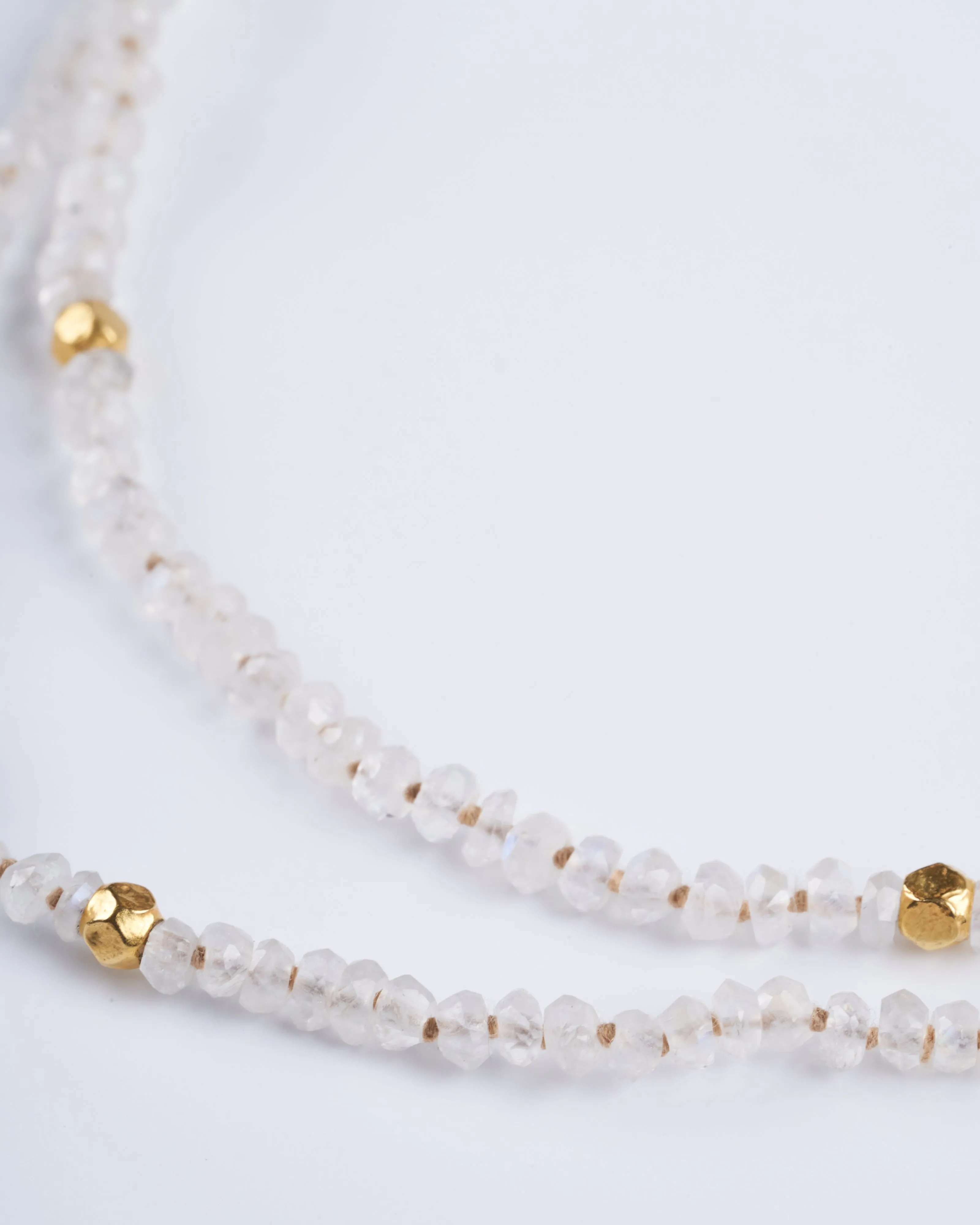 moonstone with 18k gold beads and clasp - white