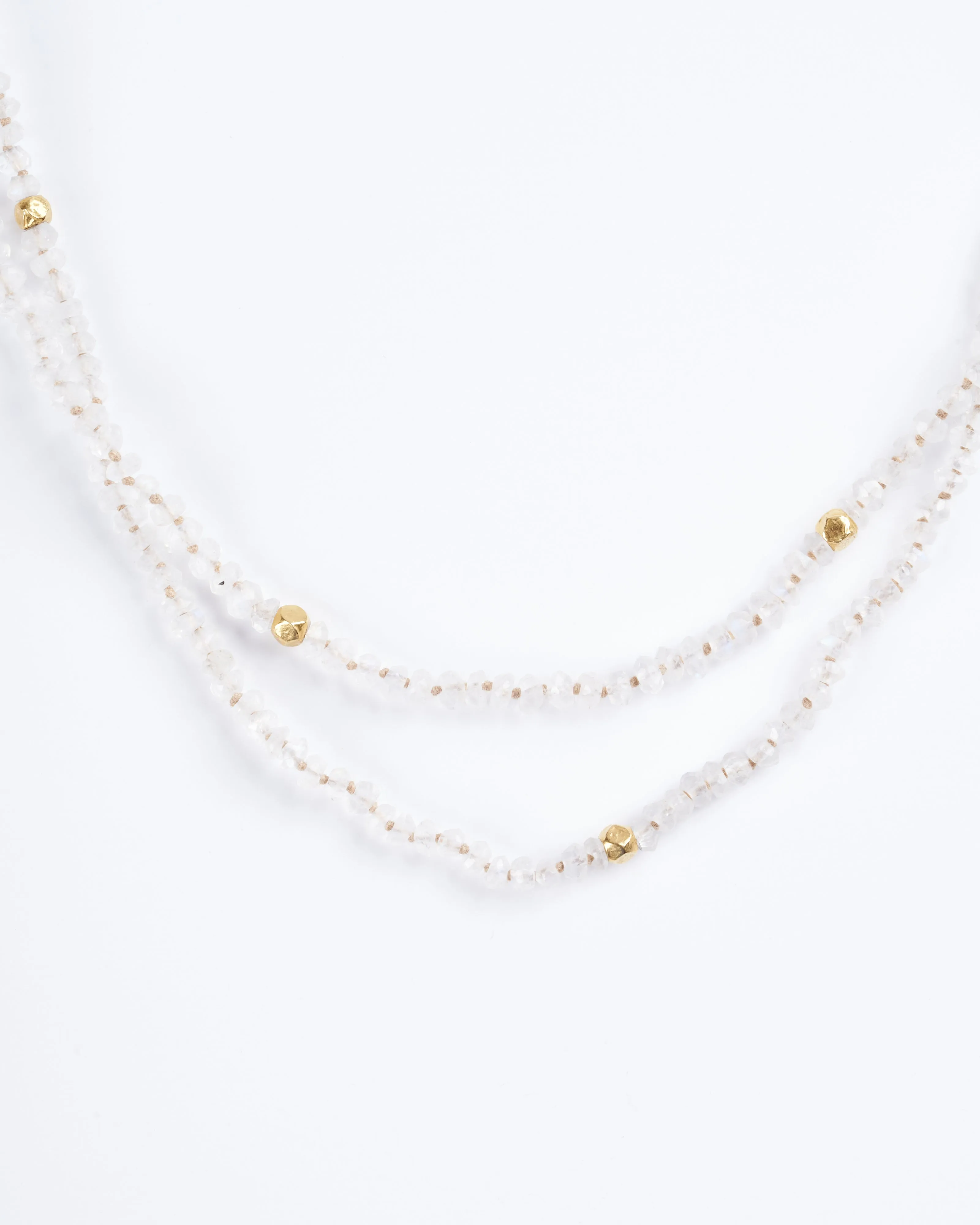 moonstone with 18k gold beads and clasp - white
