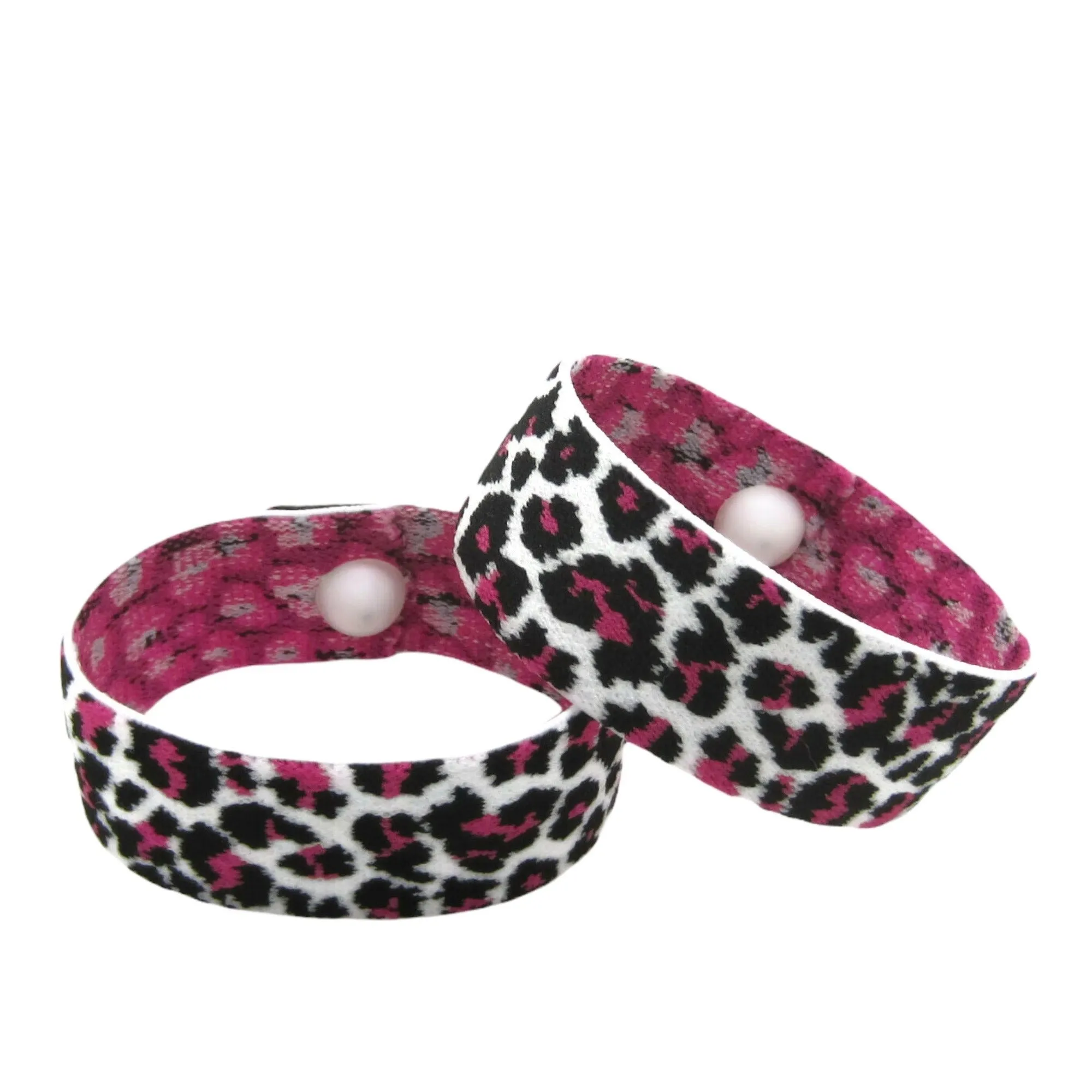 Motion Sickness Band- Slip-On Designer Nausea Relief Bracelet (pair) Pink Leopard