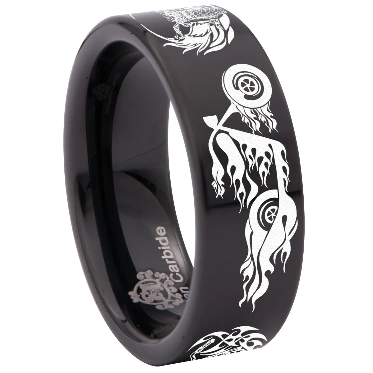 Motorcycle Tribal Biker Tungsten Carbide Ring