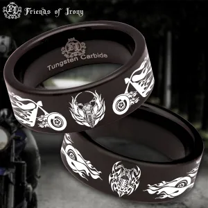 Motorcycle Tribal Biker Tungsten Carbide Ring