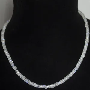 Natural Blue Rainbow Moonstone Faceted Wheel Beads Necklace 4.5mm 20"