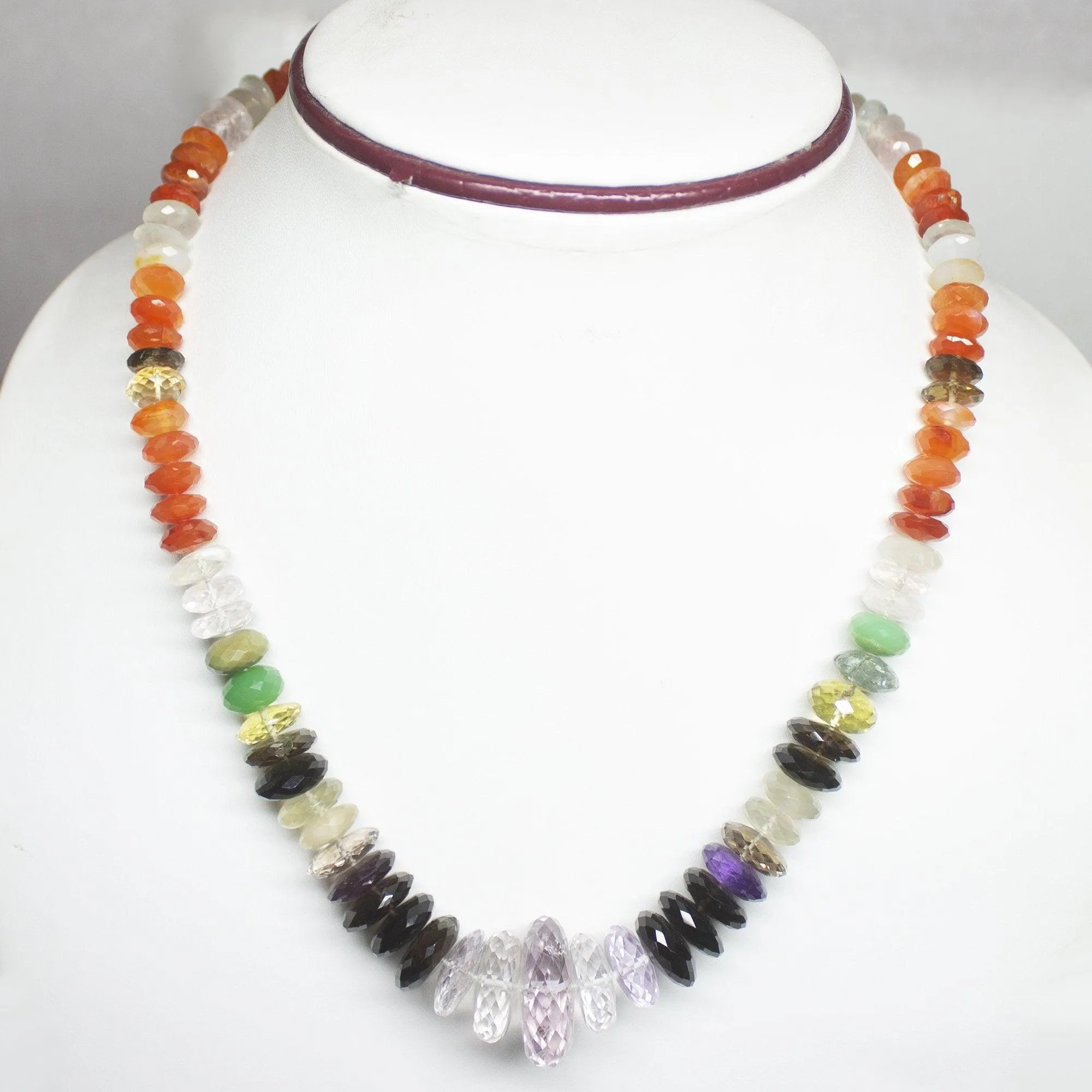 Natural Multi Color Multi Gemstone Faceted Rondelle Beads Necklace 5mm 23mm 19inches