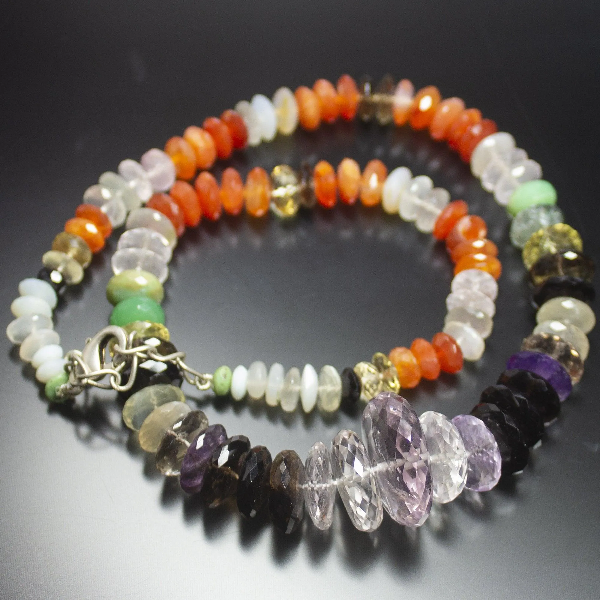 Natural Multi Color Multi Gemstone Faceted Rondelle Beads Necklace 5mm 23mm 19inches