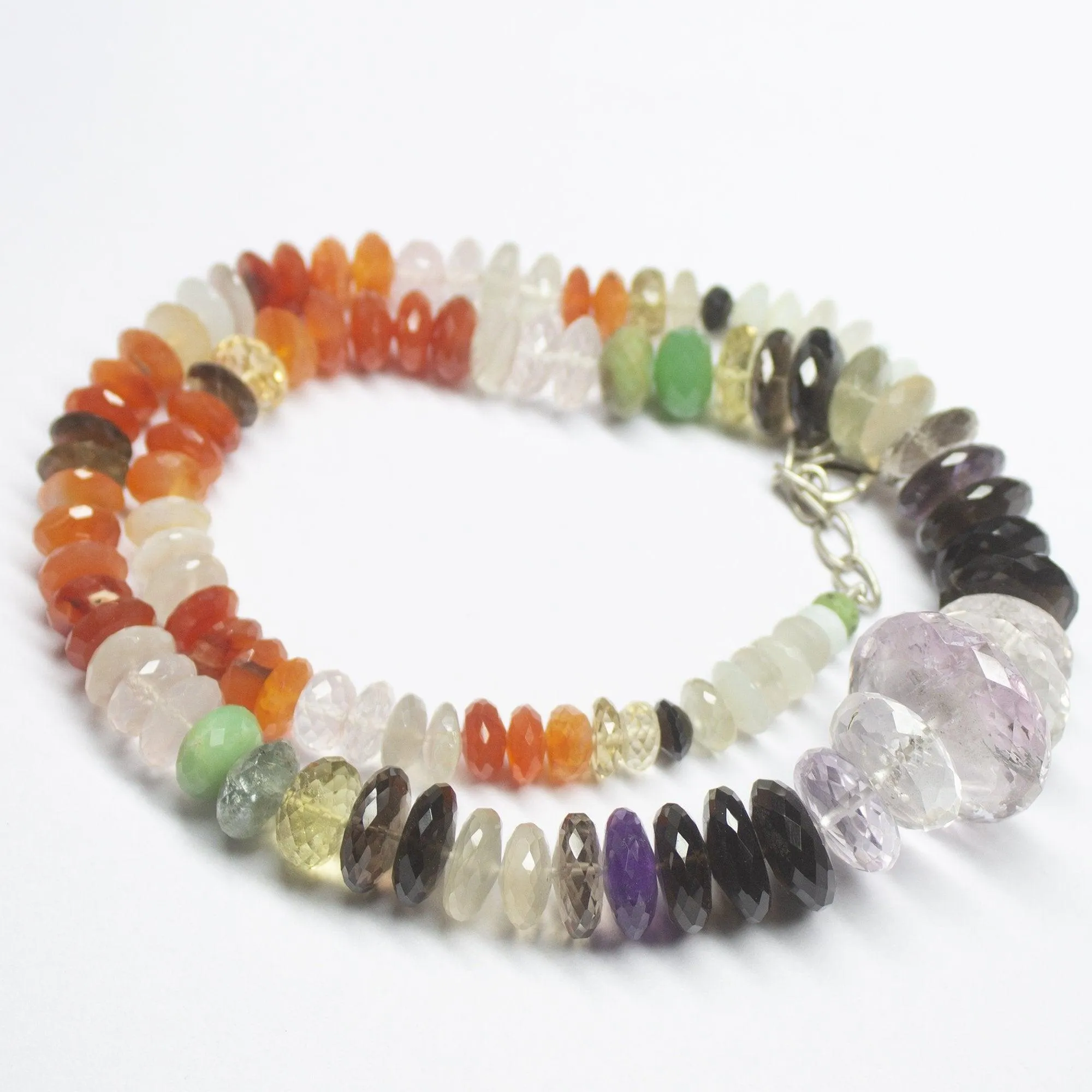 Natural Multi Color Multi Gemstone Faceted Rondelle Beads Necklace 5mm 23mm 19inches