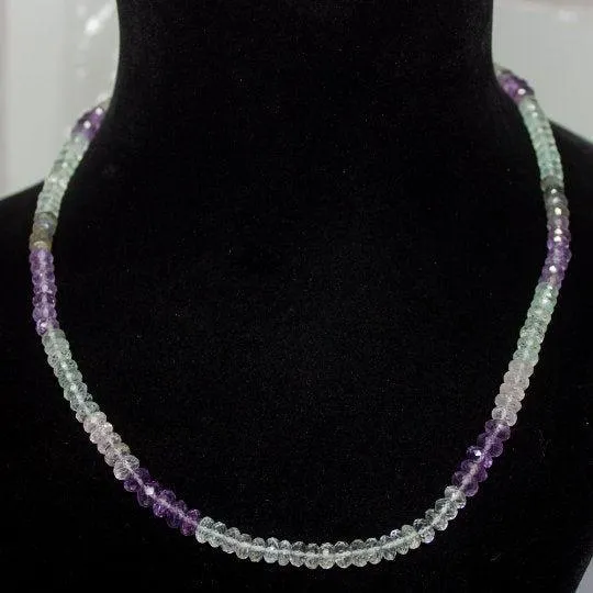 Natural Multi Color Multi Gemstone Faceted Rondelle Beads Necklace 6mm 21inches