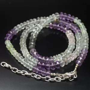 Natural Multi Color Multi Gemstone Faceted Rondelle Beads Necklace 6mm 21inches