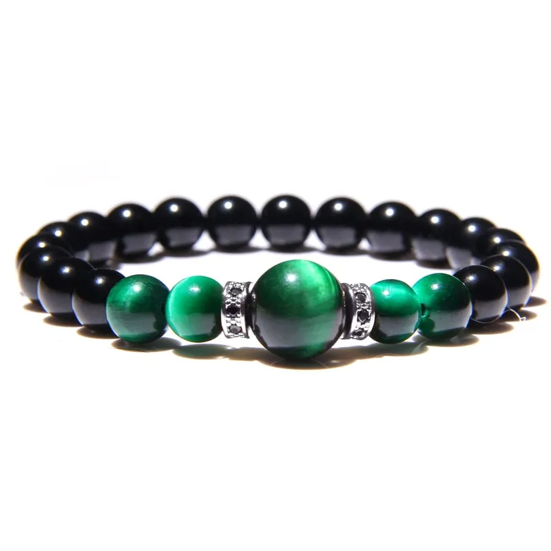 Natural Stone Bracelets Men Royal Blue Tiger Eye