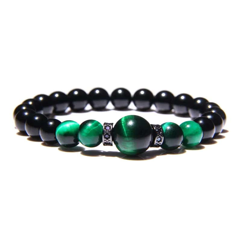 Natural Stone Bracelets Men Royal Blue Tiger Eye