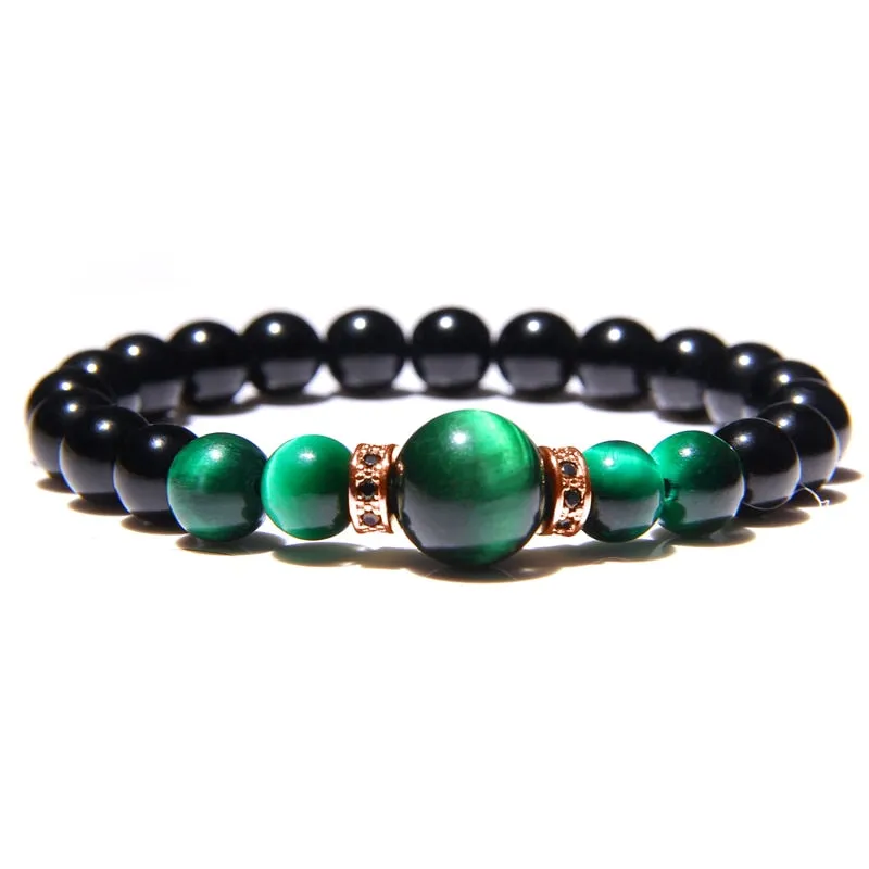 Natural Stone Bracelets Men Royal Blue Tiger Eye