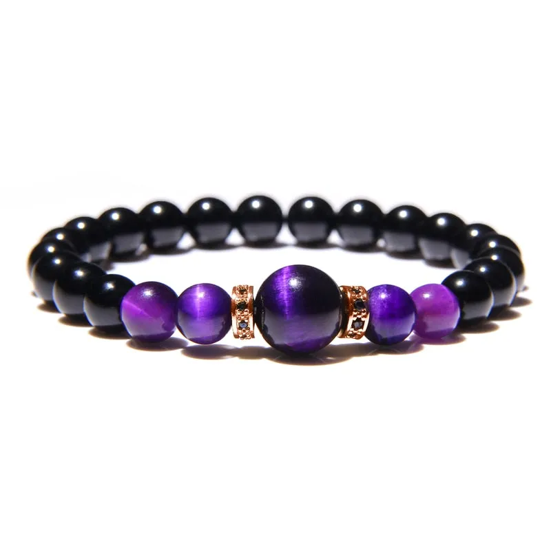 Natural Stone Bracelets Men Royal Blue Tiger Eye