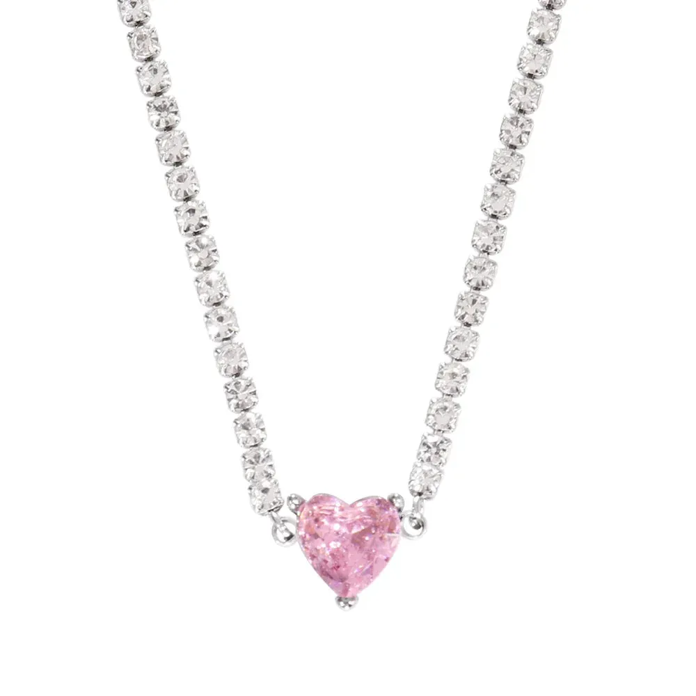 Necklace Tennis Chain Hip Hop Square Pendant Necklace Star Heart Zircon Choker Necklaces For Women Jewelry