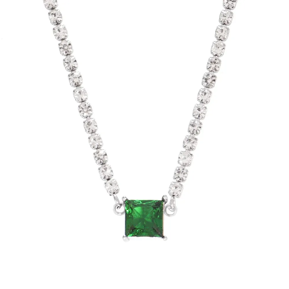 Necklace Tennis Chain Hip Hop Square Pendant Necklace Star Heart Zircon Choker Necklaces For Women Jewelry