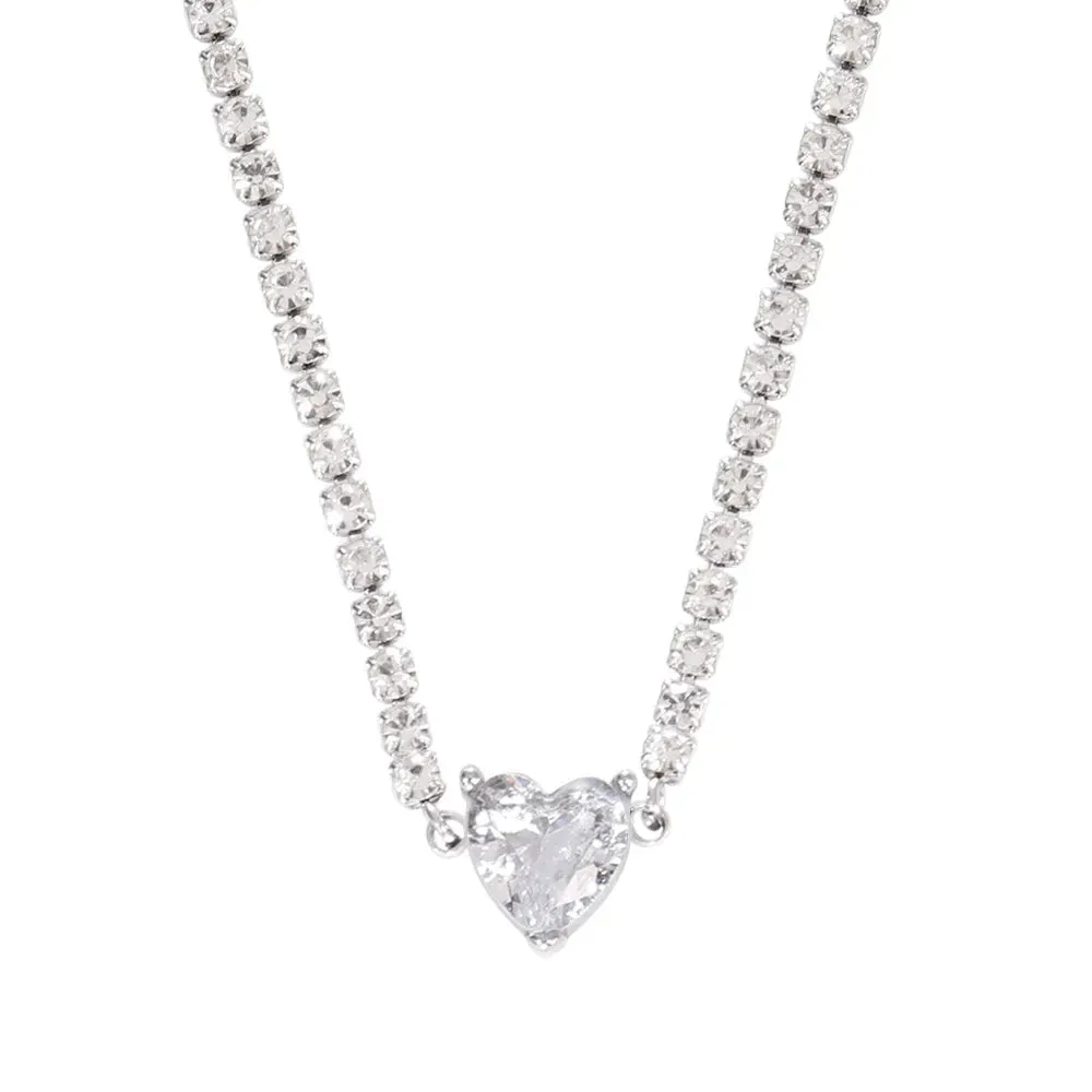 Necklace Tennis Chain Hip Hop Square Pendant Necklace Star Heart Zircon Choker Necklaces For Women Jewelry