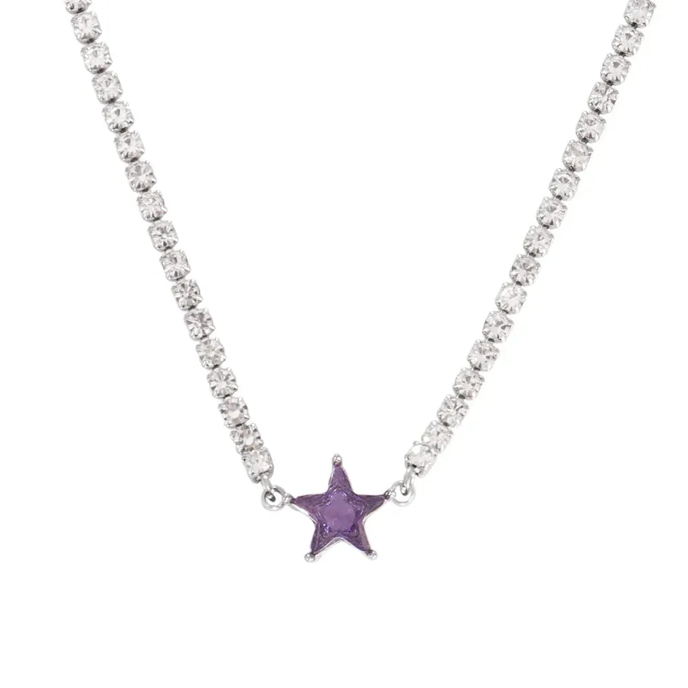 Necklace Tennis Chain Hip Hop Square Pendant Necklace Star Heart Zircon Choker Necklaces For Women Jewelry