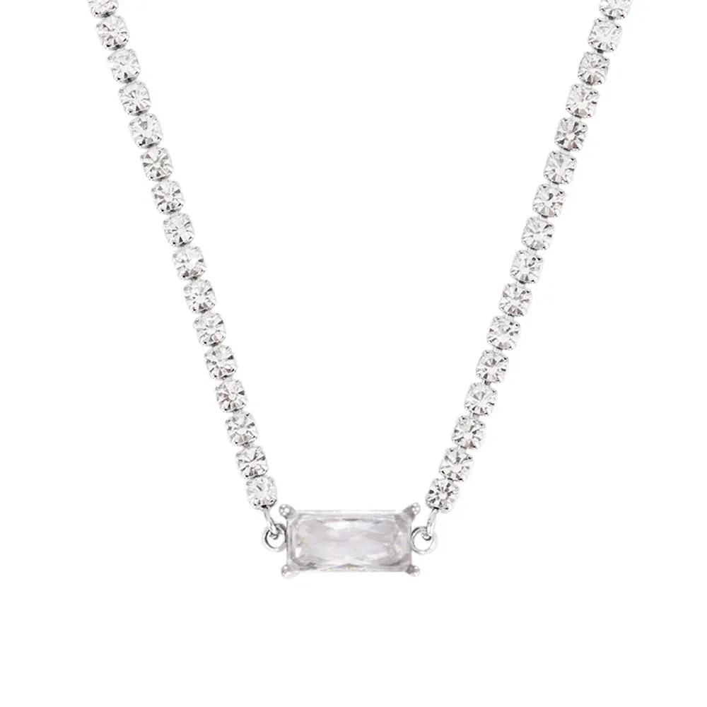 Necklace Tennis Chain Hip Hop Square Pendant Necklace Star Heart Zircon Choker Necklaces For Women Jewelry