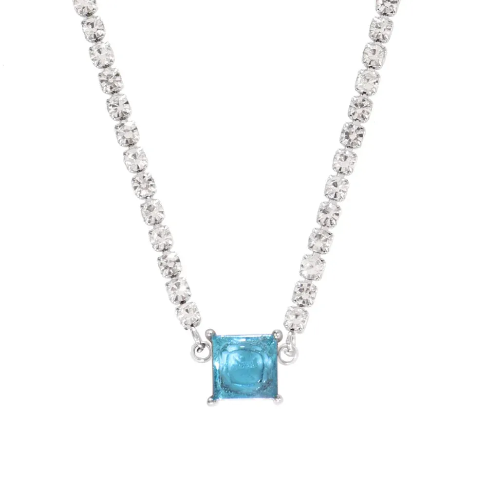 Necklace Tennis Chain Hip Hop Square Pendant Necklace Star Heart Zircon Choker Necklaces For Women Jewelry