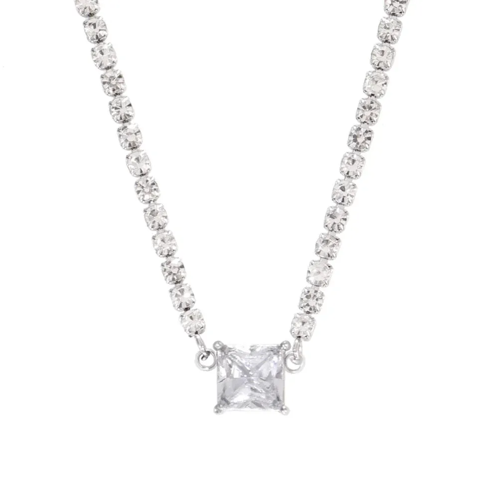 Necklace Tennis Chain Hip Hop Square Pendant Necklace Star Heart Zircon Choker Necklaces For Women Jewelry