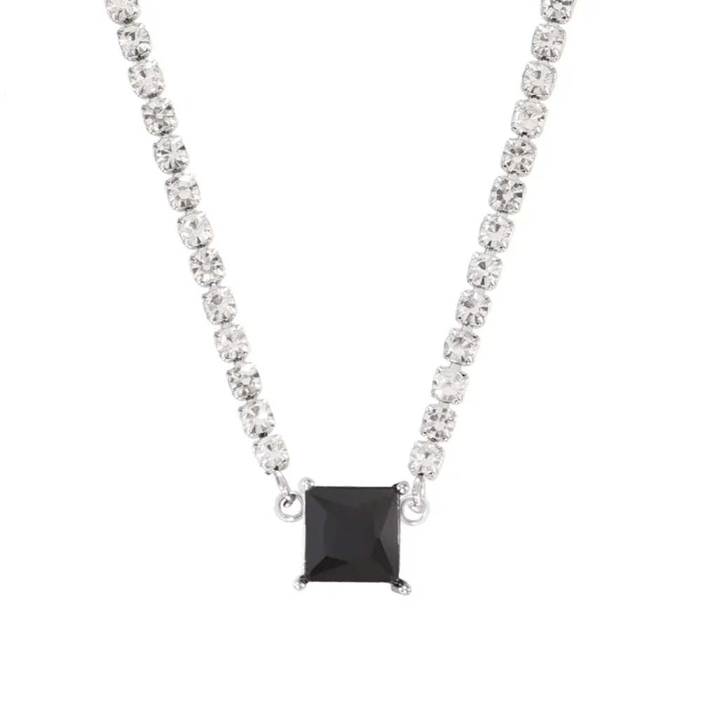 Necklace Tennis Chain Hip Hop Square Pendant Necklace Star Heart Zircon Choker Necklaces For Women Jewelry