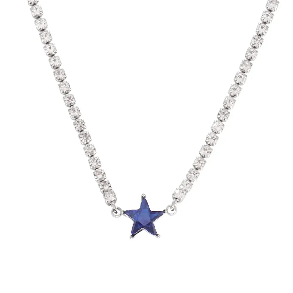 Necklace Tennis Chain Hip Hop Square Pendant Necklace Star Heart Zircon Choker Necklaces For Women Jewelry
