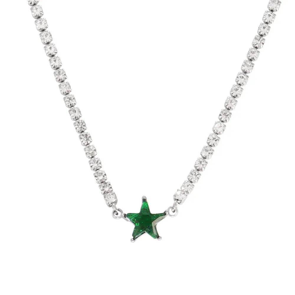 Necklace Tennis Chain Hip Hop Square Pendant Necklace Star Heart Zircon Choker Necklaces For Women Jewelry