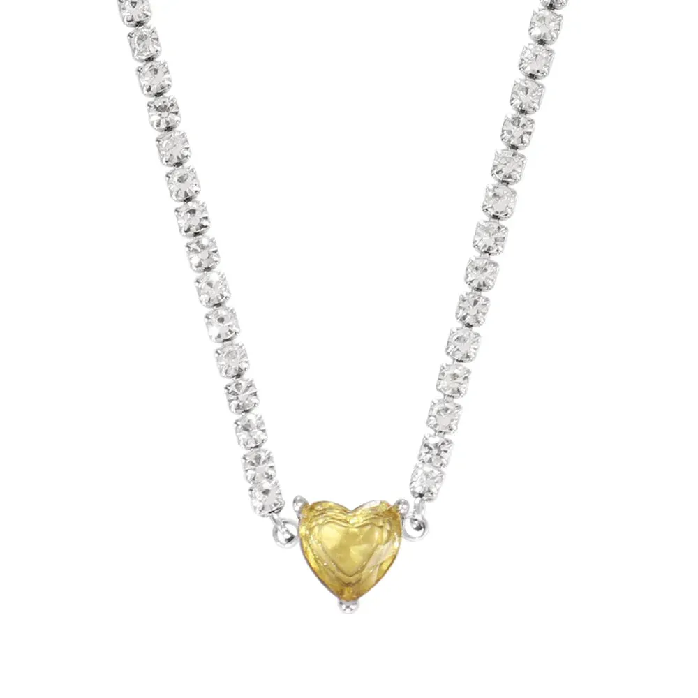 Necklace Tennis Chain Hip Hop Square Pendant Necklace Star Heart Zircon Choker Necklaces For Women Jewelry